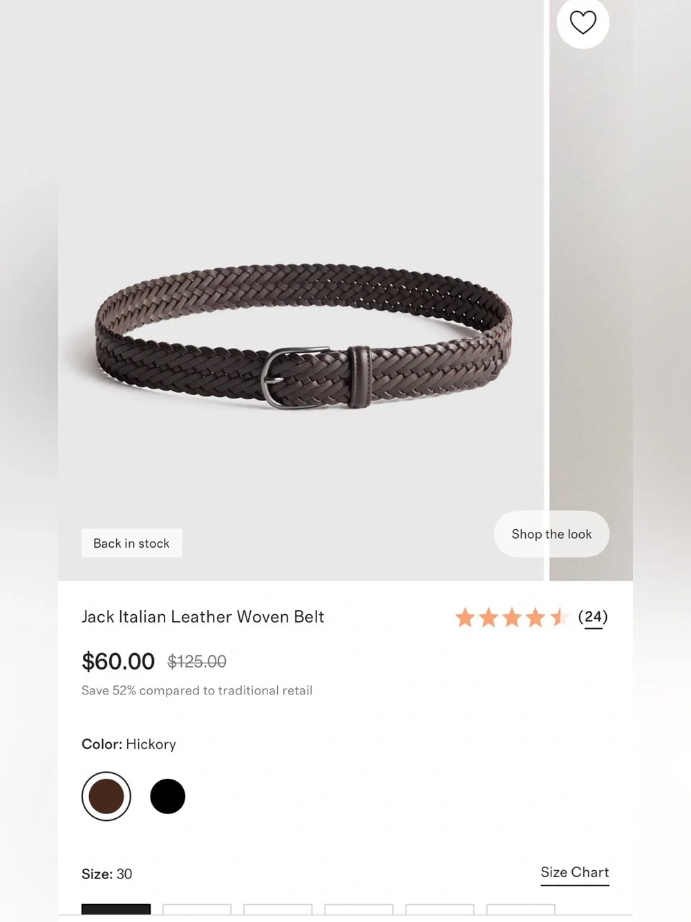 Quince Jack Italian Leather Woven Belt | Full Grain Italian Leather Size 30